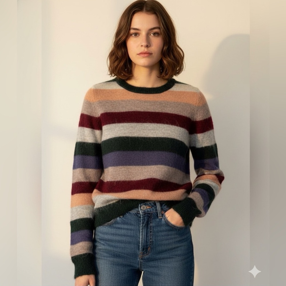 Isabel Marant Etoile Multi stripe Crew Neck, Mohair Blend, Neiman Marcus, 38